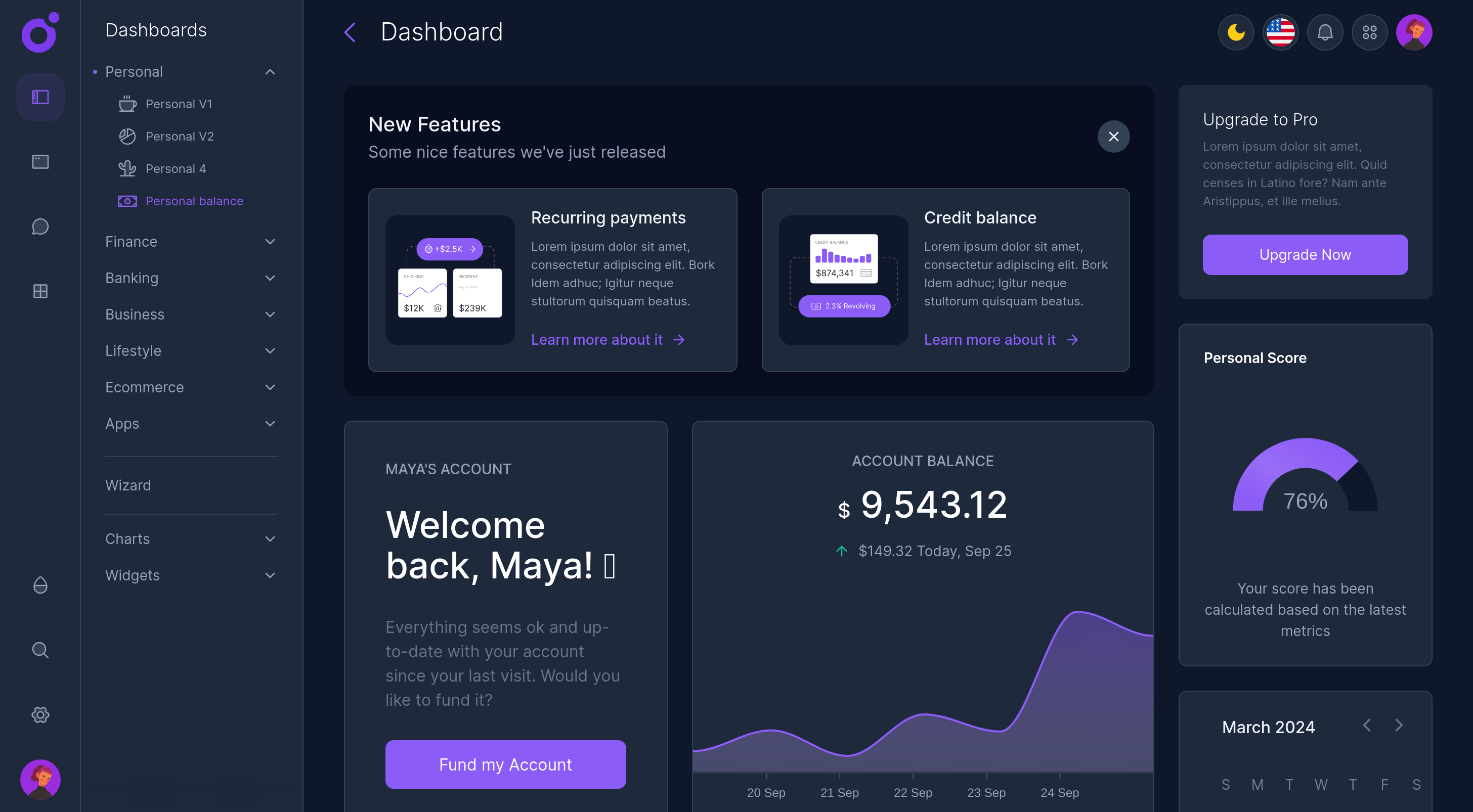 Tairo - Balance dashboard
