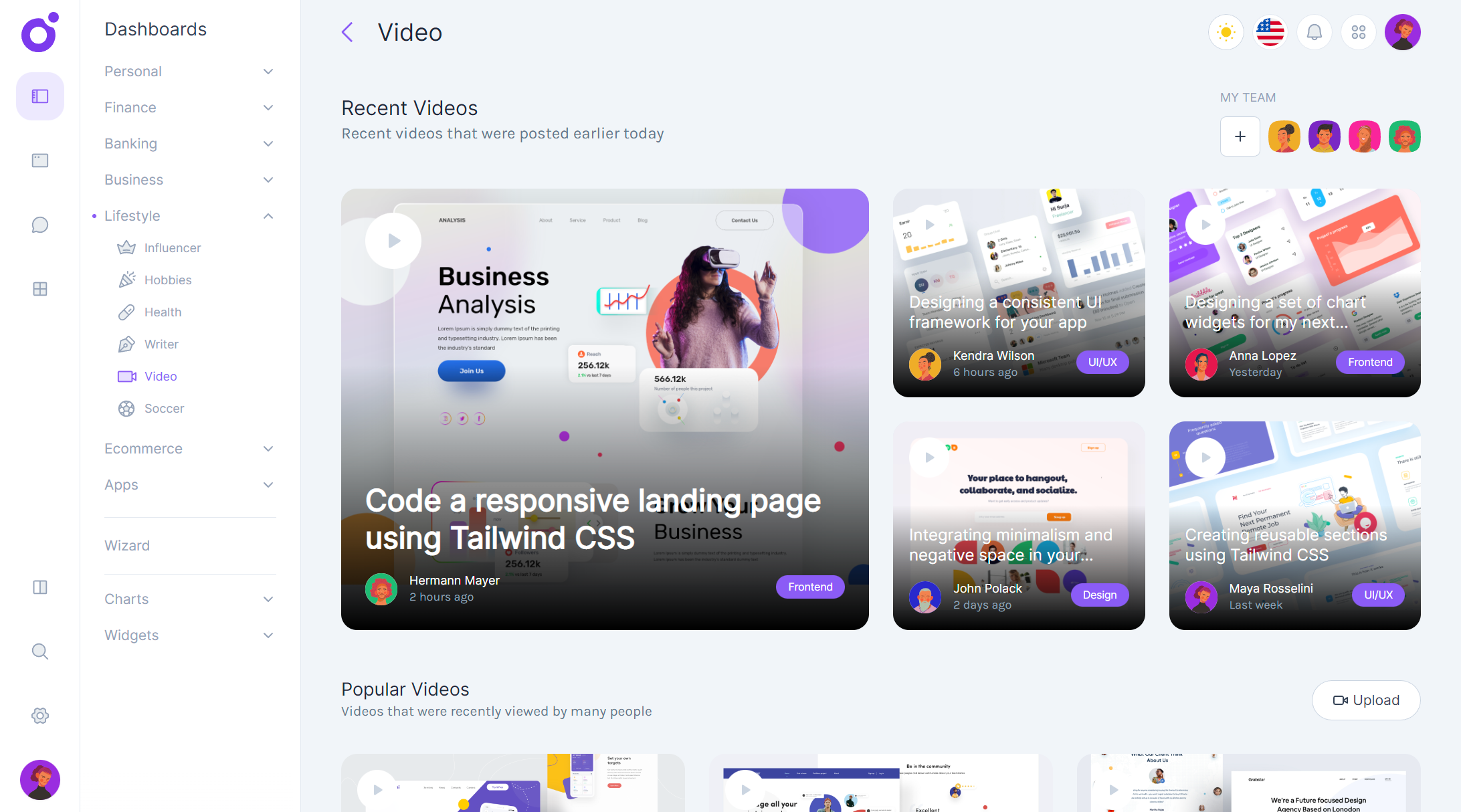 Tairo - Video dashboard