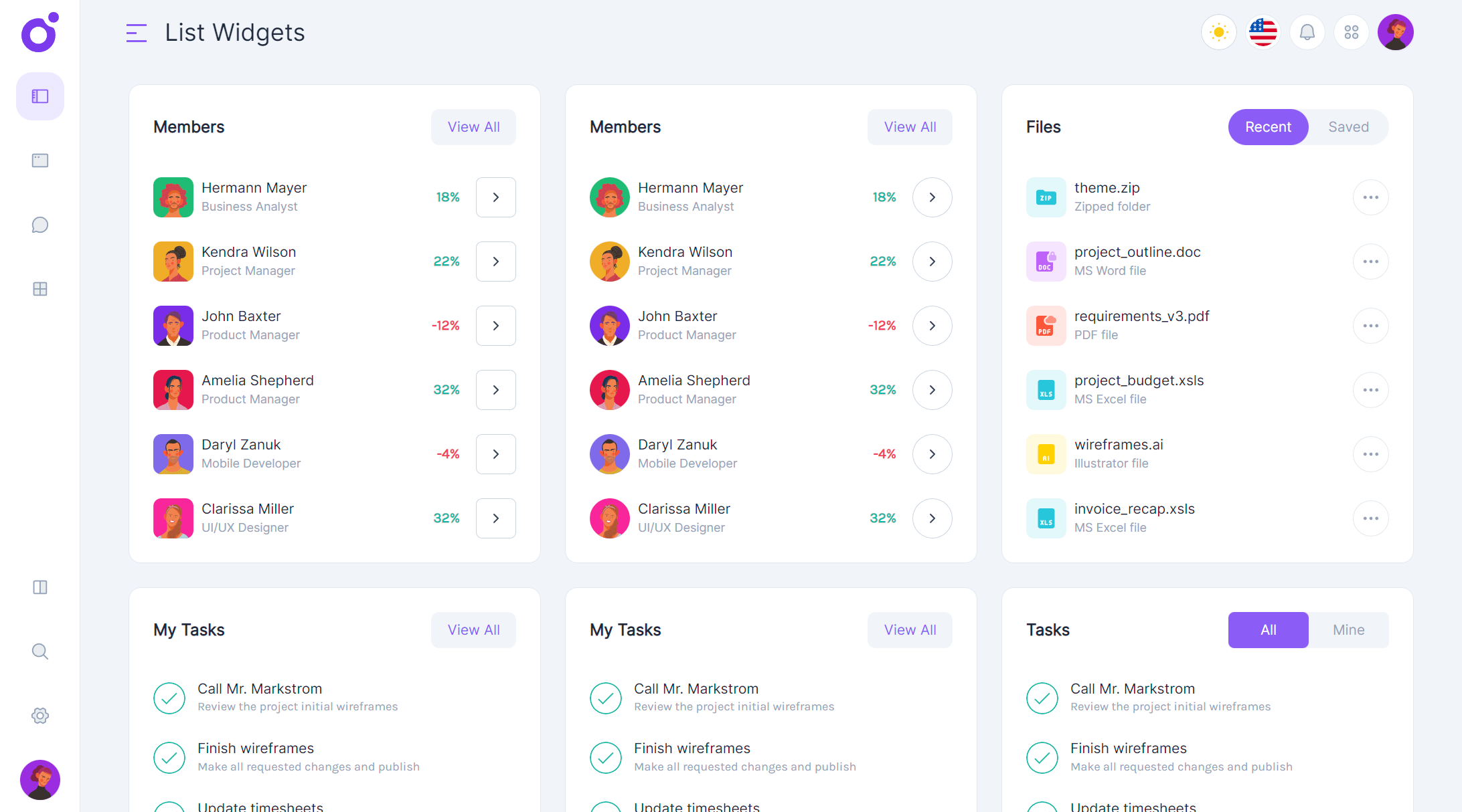 Tairo - List Widgets