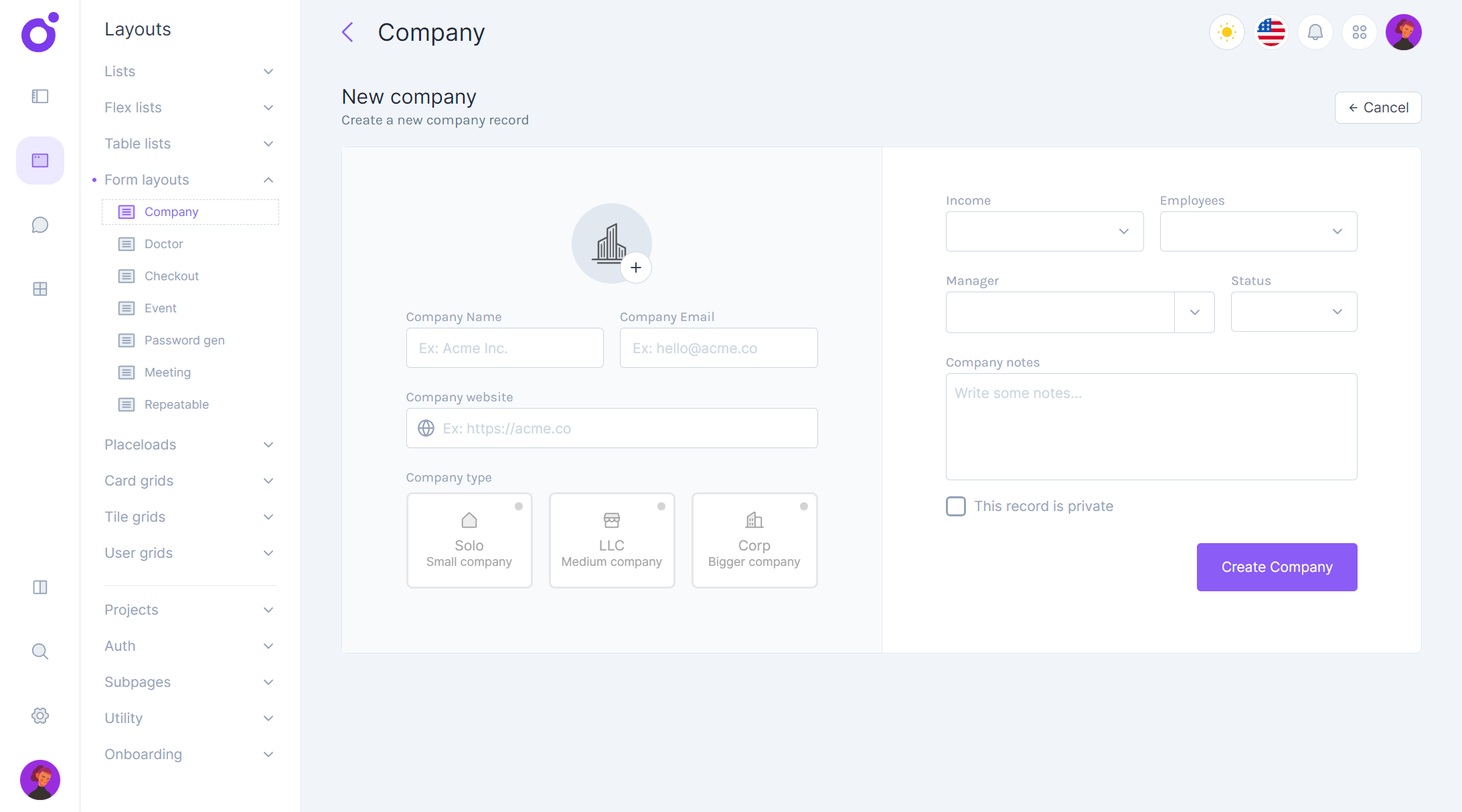 Tairo - Form layout 1